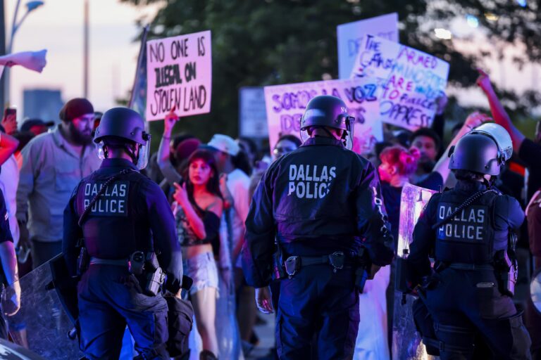 Protestors gathered outside the U.S. Immigration and Customs Enforcement center in Dallas to protest – Dallas News